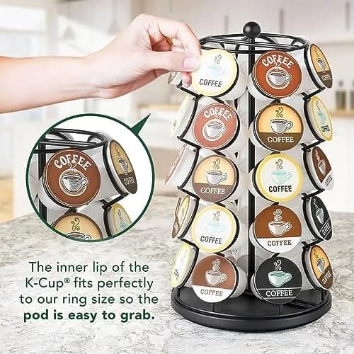 Nifty Solutions ITEM_STAND Black Item Stand | 35 K Cup Capacity, 360° Spin, Modern Counter Organizer thumbnail 6
