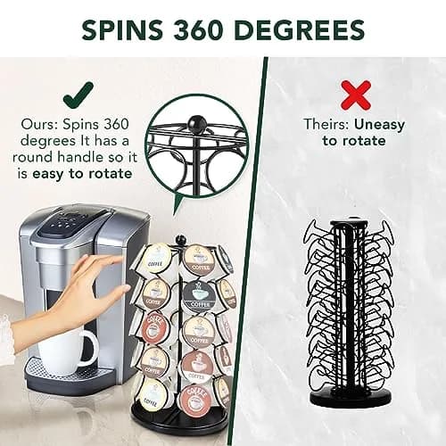 Nifty Solutions ITEM_STAND Black Item Stand | 35 K Cup Capacity, 360° Spin, Modern Counter Organizer thumbnail 3