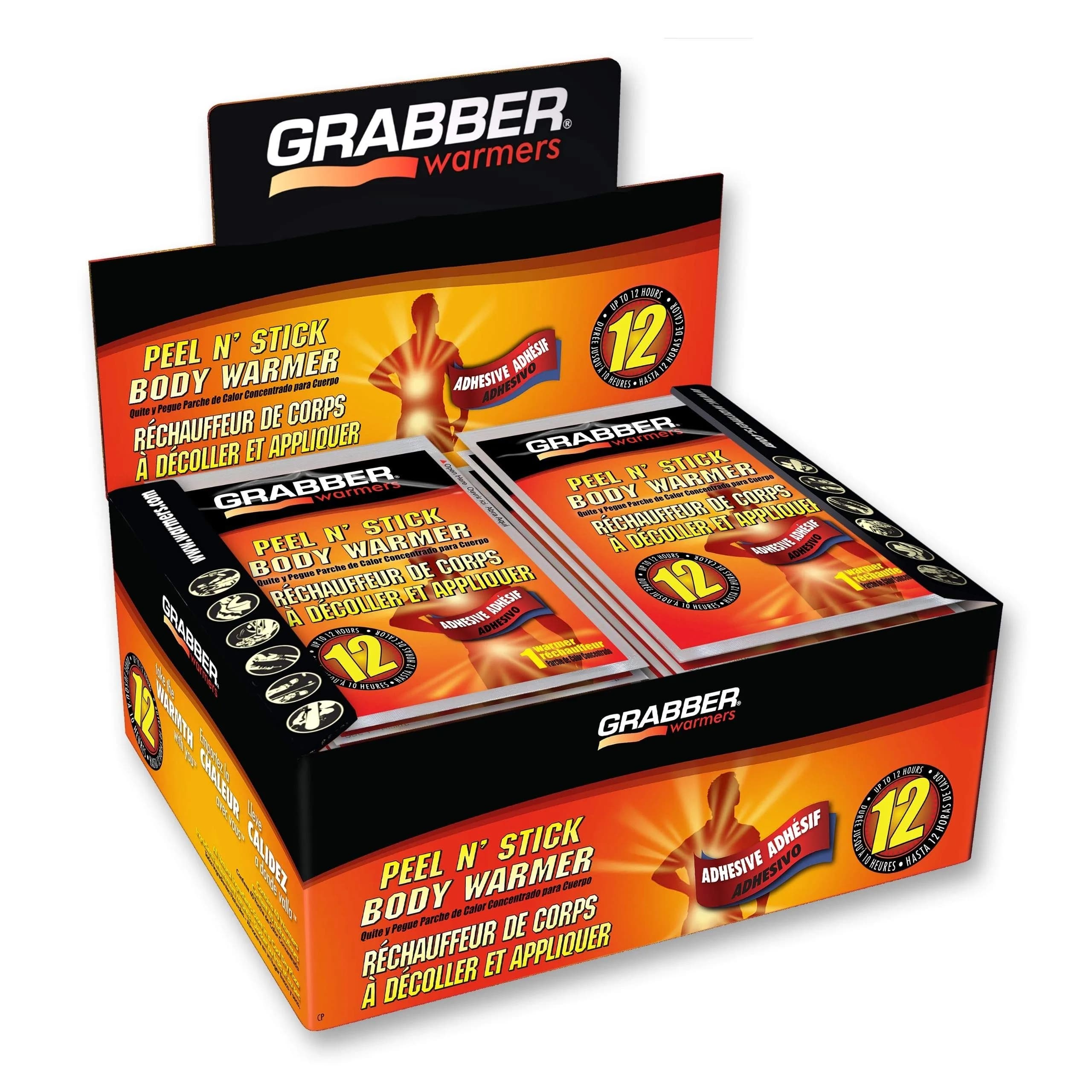 Grabber Body Warmer Peel N' Stick 40-Count | 12+ Hours Odorless Heat, Non-Toxic, TSA Approved — Tan