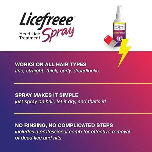 Licefreee Spray! Head Lice Treatment & Lice Comb for Adults & Kids, 6 Fl Oz | Non-Toxic Salt Formula, Safe for Kids 6+ thumbnail 3