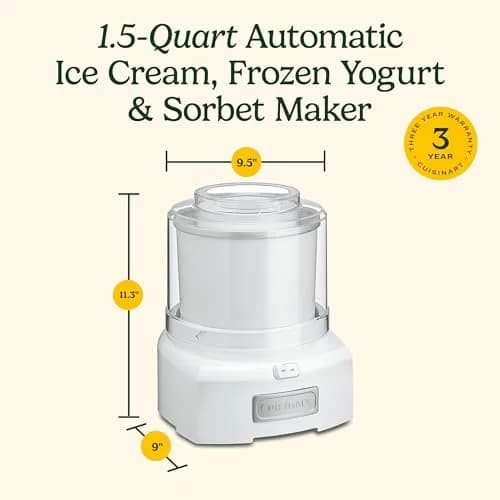Cuisinart ICE-21P1ES Ice Cream Maker Machine 1.5 Quart (1.4 L) | Makes Frozen Treats in 20 Minutes thumbnail 4