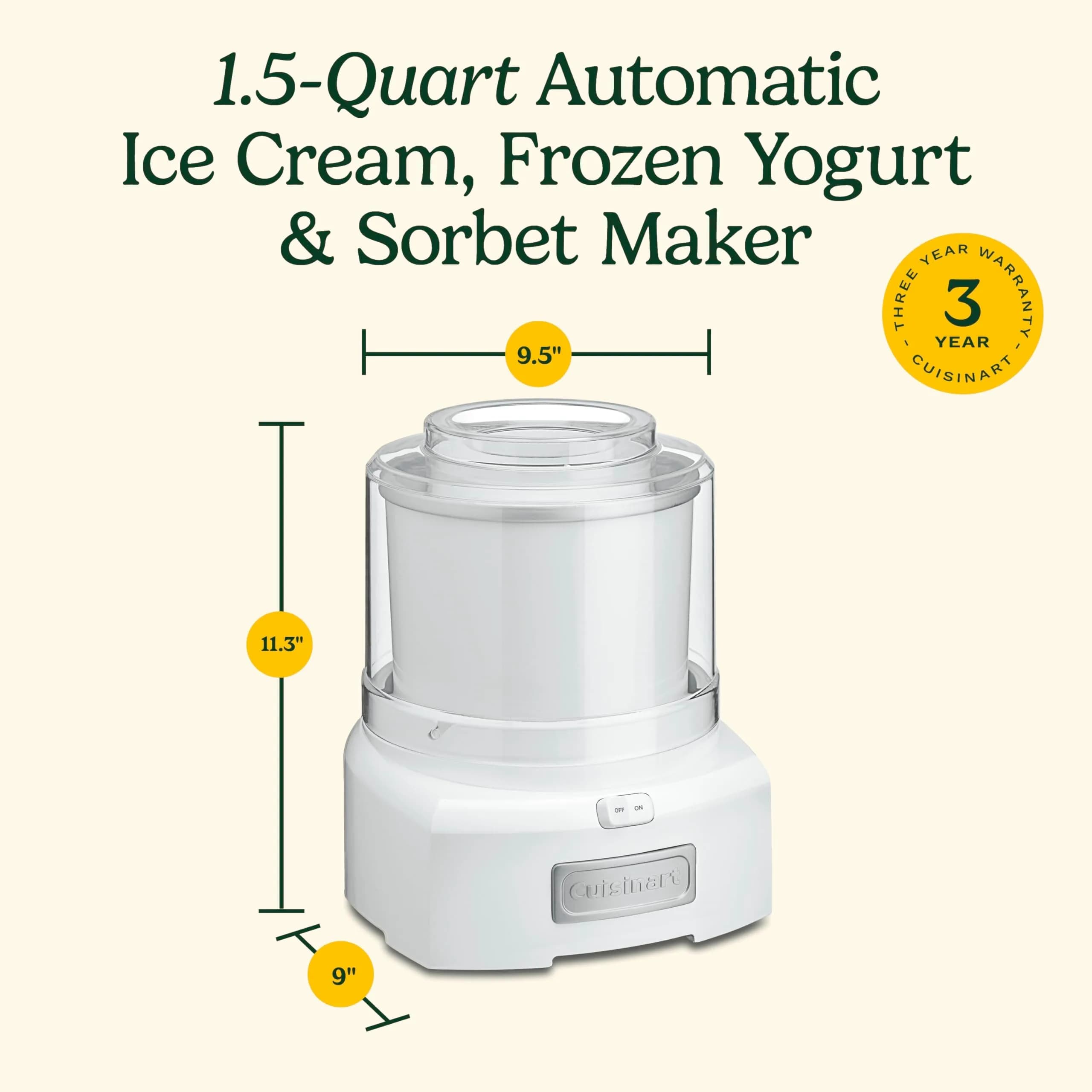 Cuisinart ICE-21P1ES Ice Cream Maker Machine 1.5 Quart (1.4 L) | Makes Frozen Treats in 20 Minutes - view 4