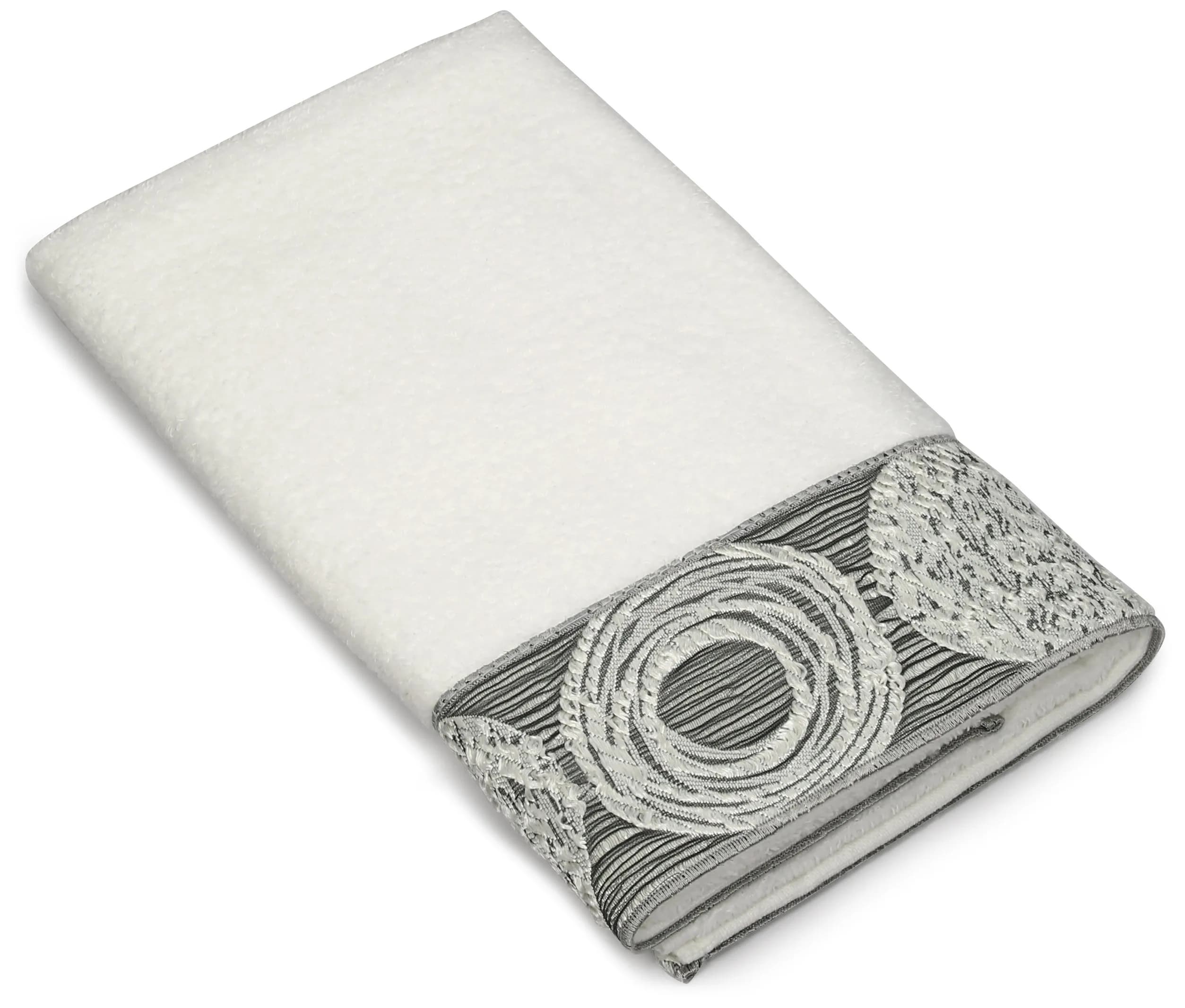 Avanti Linens Galaxy Hand Towel | 100% Cotton, Contemporary Jacquard Chevron Pattern, White
