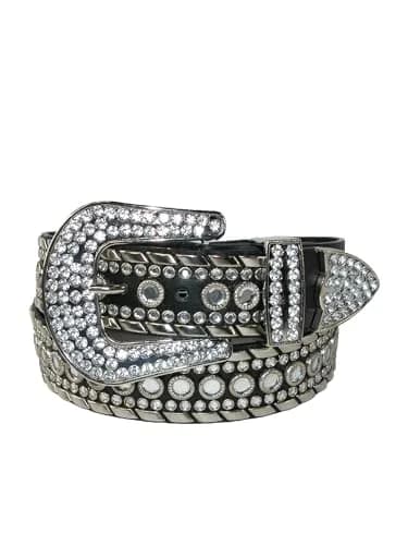 CTM Western Rhinestone Belt for Women 1.5 inches | Faux Leather & Rhinestones thumbnail 4