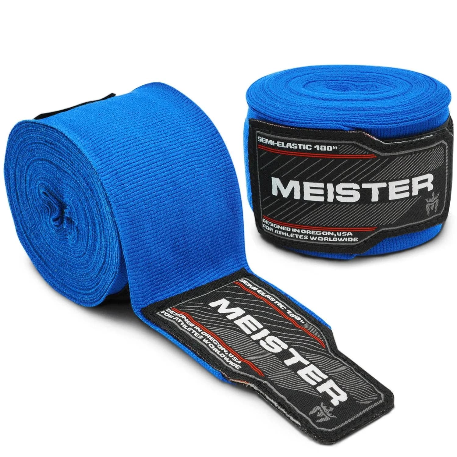 Meister Adult 180" Semi-Elastic Hand Wraps (Pair) - Blue | Wrist Support & Knuckle Protection