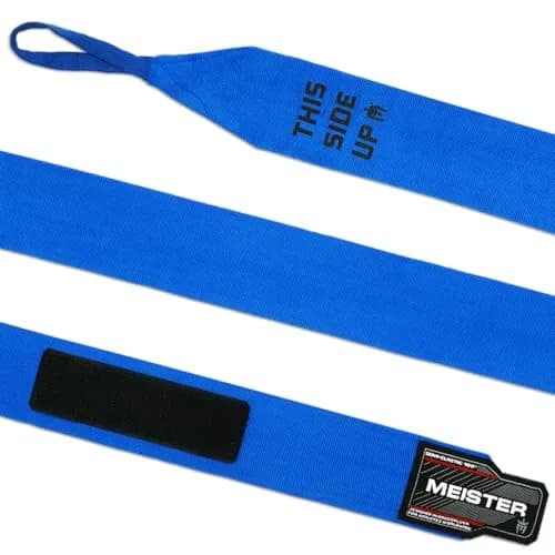 Meister Adult 180" Semi-Elastic Hand Wraps (Pair) - Blue | Wrist Support & Knuckle Protection thumbnail 2