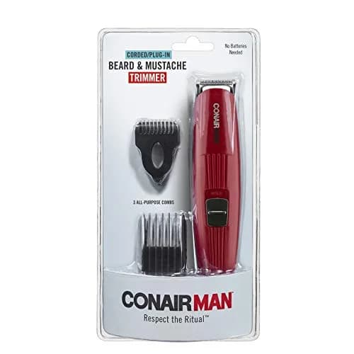 ConairMAN Beard Trimmer for Men Includes Nose & Ear Hair Trimmer, 4 Piece Corded Grooming Kit, Stainless Steel Blades, 5-Position Comb Attachment thumbnail 5