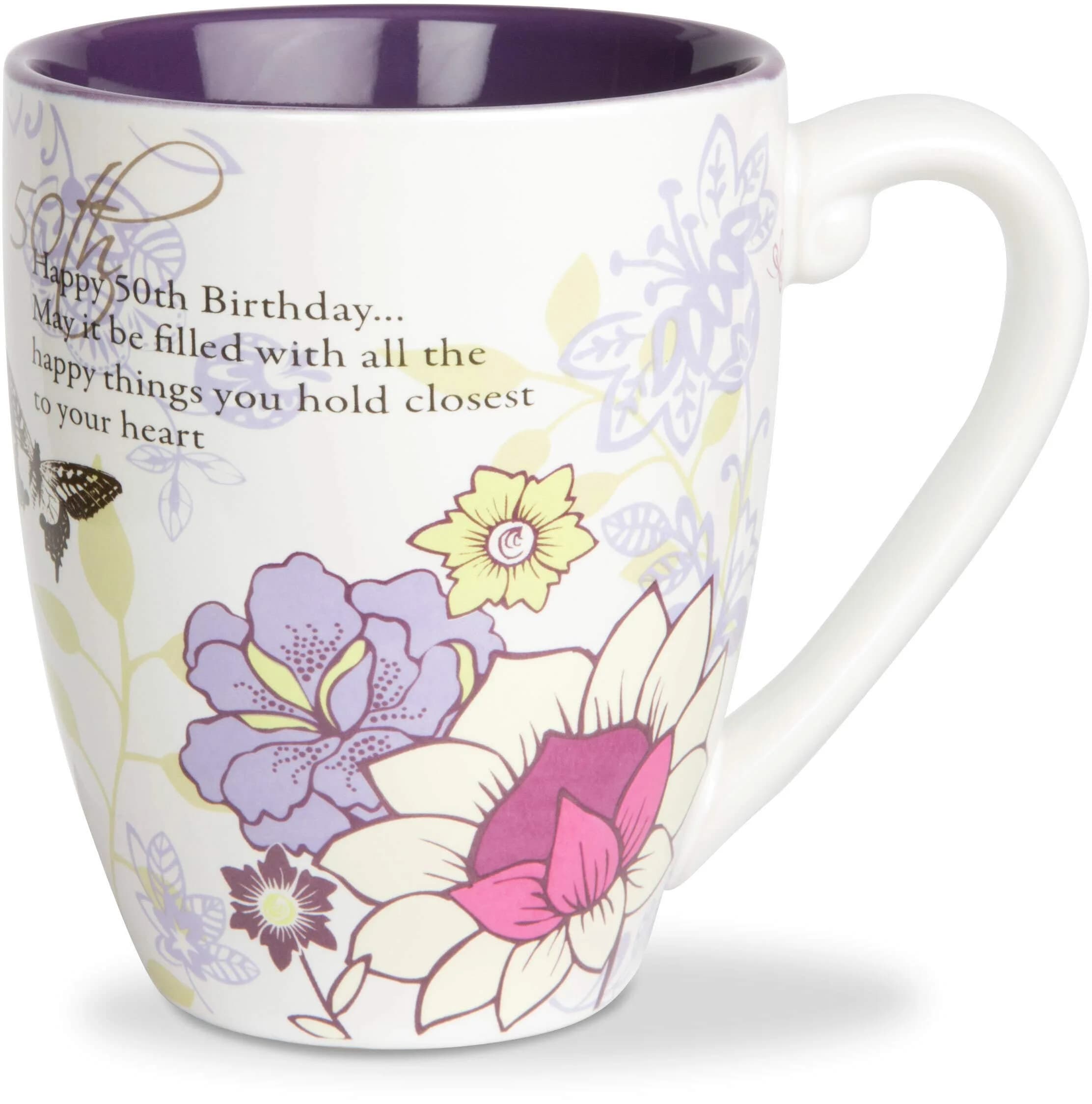 Pavilion Gift Company 60th Birthday Mug 20oz | Elegant Floral Design for Celebrations — Multicolor