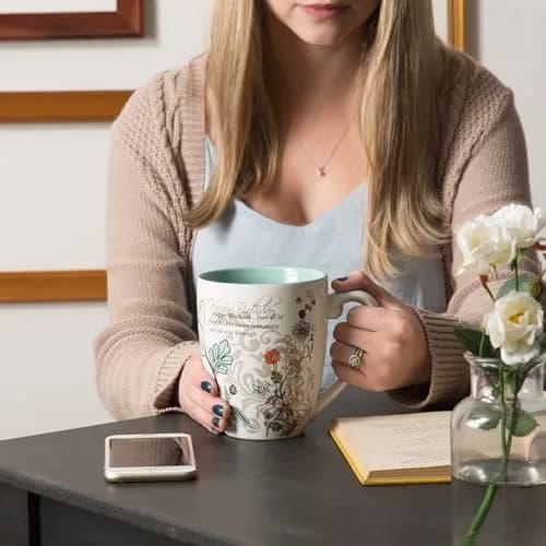 Pavilion Gift Company Happy Birthday Mug, 20oz | Elegant Floral Design, Reusable Ceramic thumbnail 5