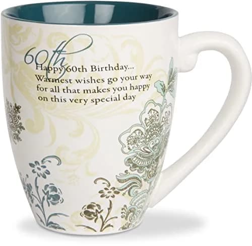 Pavilion Gift Company 60th Birthday Mug 20oz | Elegant Floral Design for Celebrations thumbnail 1