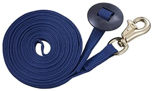 Tough 1 German Cord Cotton Lunge Line with Heavy Snap, Navy Blue, 25 ft (7.62 m) | Equestrian Training Rope thumbnail 1