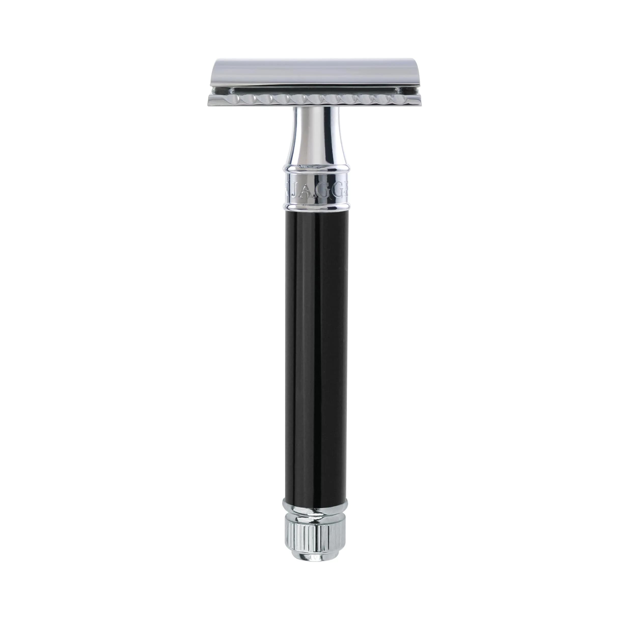 Edwin Jagger Double Edge Safety Razor, Regular Handle, Chrome Octagonal, 1 Count (2.54 cm x 5.08 cm x 15.75 cm) — Ebony / Regular Handle