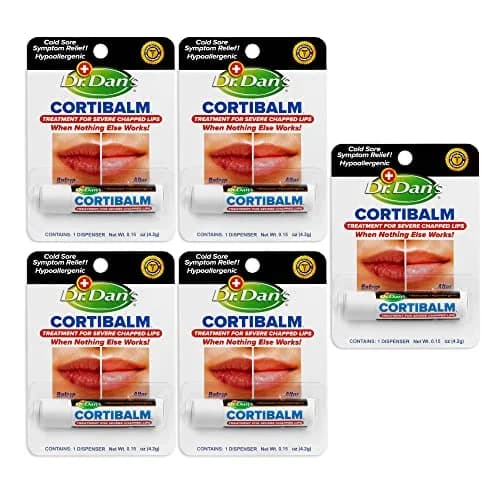 Dr. Dan's Cortibalm Lip Balm 5 Pack 1% Hydrocortisone for Dry Lips | Healing & Nourishing thumbnail 1