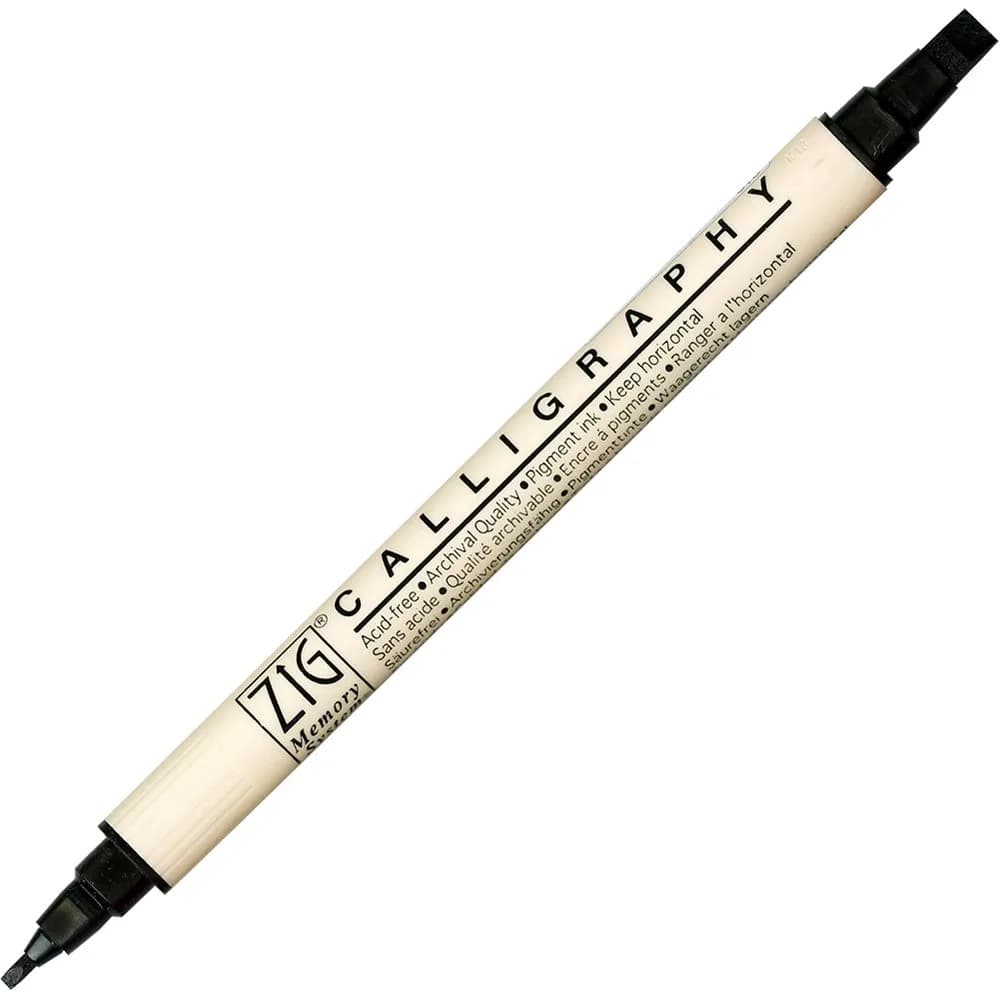 Kuretake Zig Memory System Calligraphy Marker Pure Black | Twin-tip, Water-based Ink, Archival Quality — Black