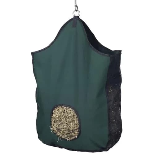 Tough 1 Canvas Hay Bag Hunter Green 13" L x 9" W x 1" H (33cm L x 23cm W x 3cm H) | Slow Feed Hay Net for Horses thumbnail 1