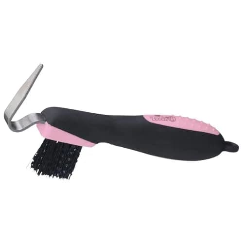 Tough 1 Great Grip Hoof Pick/Brush, Pink | Ergonomic Handle & Metal Brush for Horse Hooves thumbnail 1
