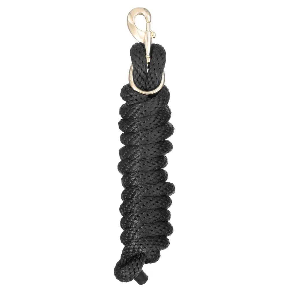 Tough 1 Black Poly Lead with Replaceable Bolt Snap 2.57 m (8.5 ft) | Durable Equestrian Rope for Horses — Black