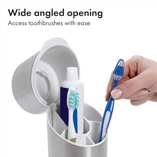 OXO Good Grips Bathroom Toothbrush Holder Set - Stainless Steel | Compact, Hygienic & Durable thumbnail 4