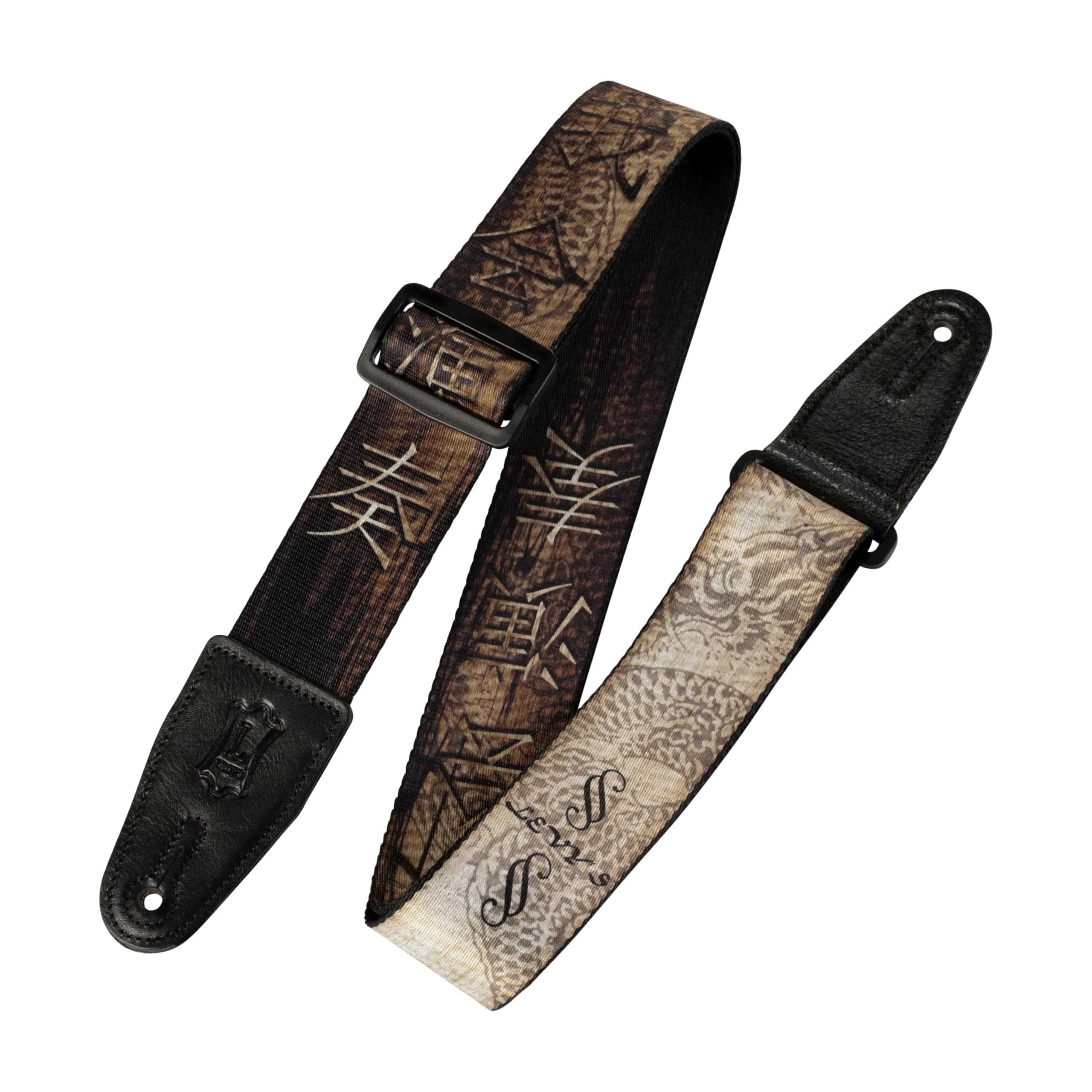 Levy's Leathers Dragon & Hanzi Polyester Guitar Strap 152cm (60") | Genuine Leather Ends - main product image