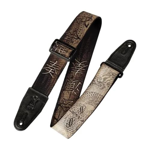 Levy's Leathers Dragon & Hanzi Polyester Guitar Strap 152cm (60") | Genuine Leather Ends thumbnail 1