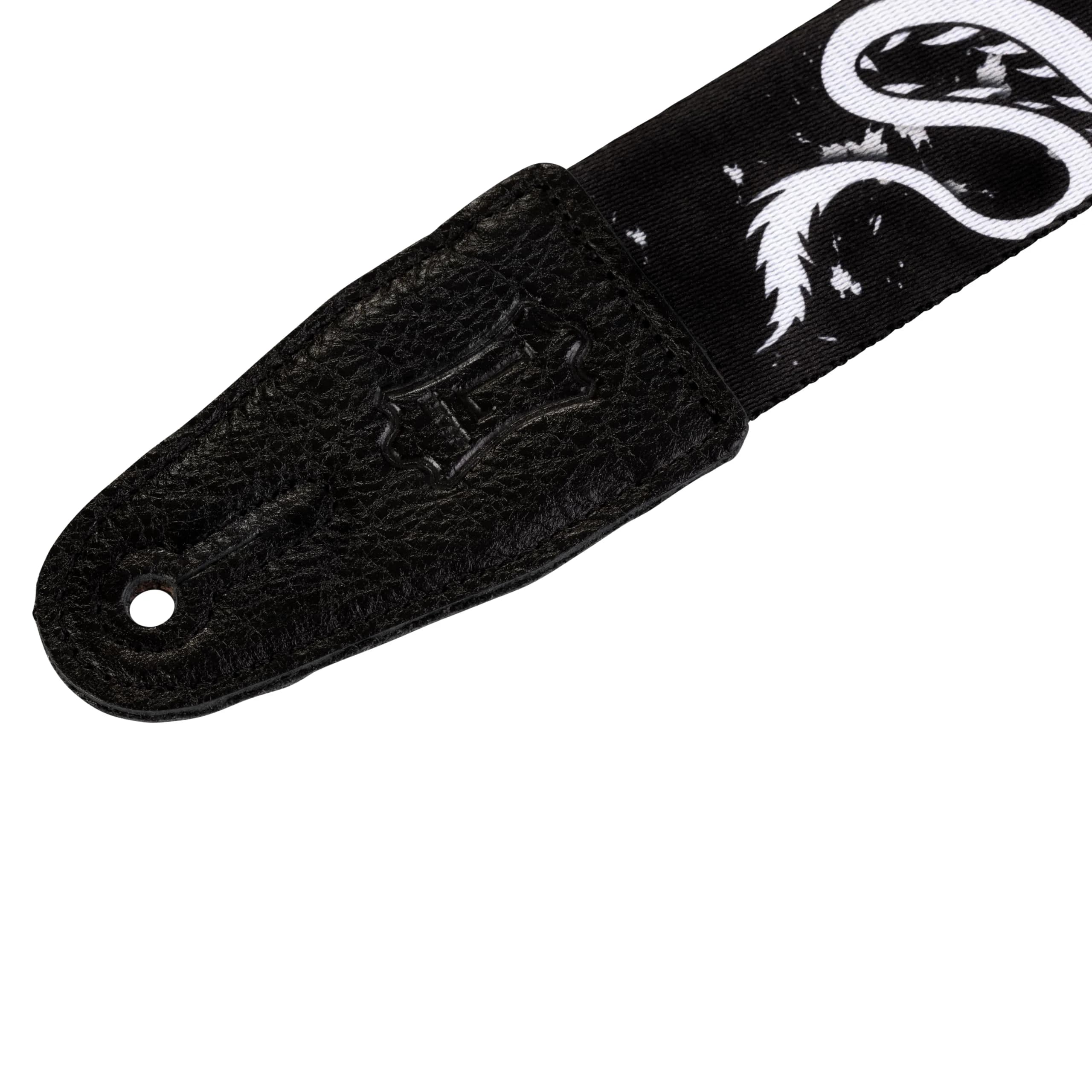 Levy's Black & White Dragon Polyester Guitar Strap 15.3 cm (6") | Genuine Leather Ends & Adjustable 152 cm (60") - view 2