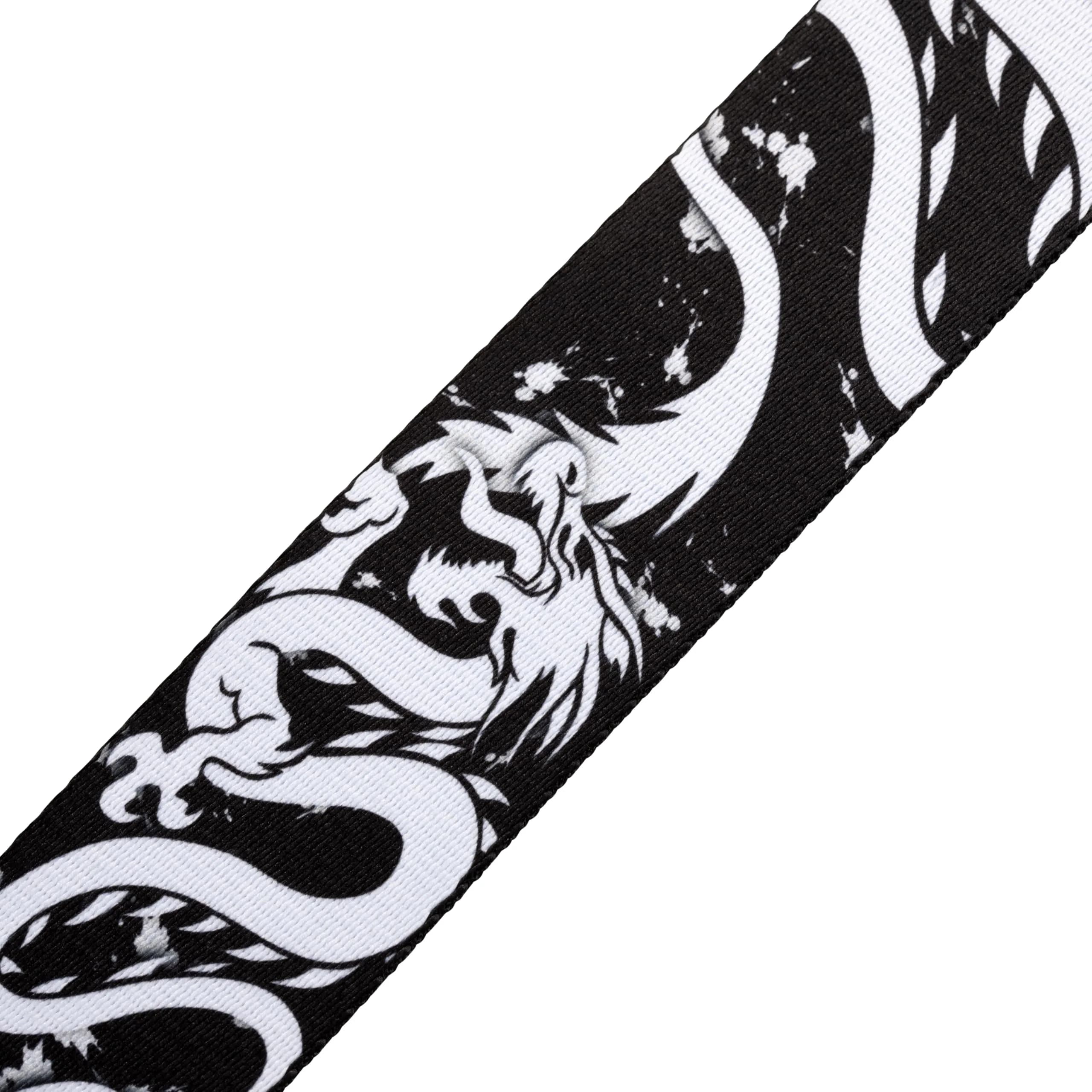 Levy's Black & White Dragon Polyester Guitar Strap 15.3 cm (6") | Genuine Leather Ends & Adjustable 152 cm (60") - view 4