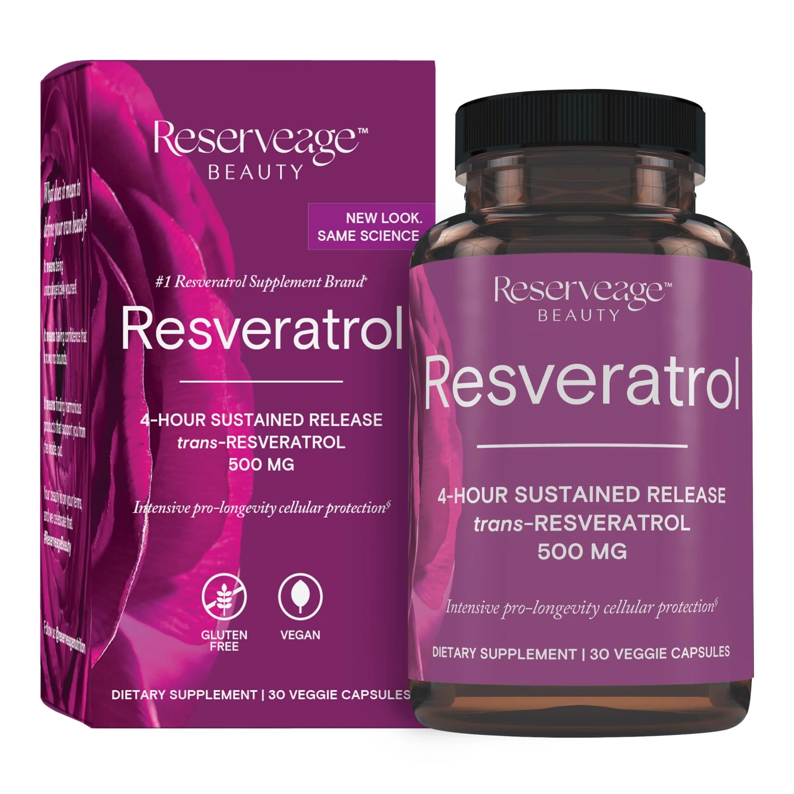 Reserveage Nutrition Resveratrol 500 mg Antioxidant Supplement 30 Count | Supports Heart and Cellular Health — Uncolored