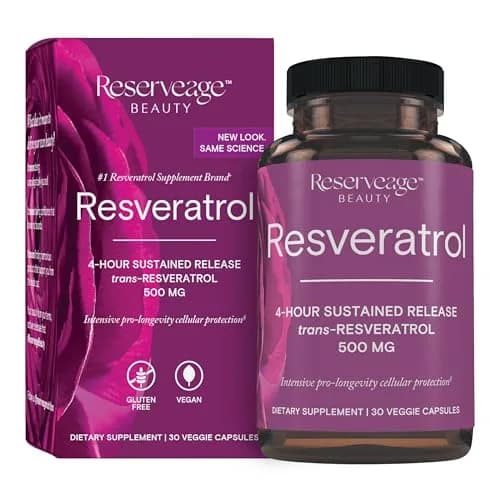 Reserveage Nutrition Resveratrol 500 mg Antioxidant Supplement 30 Count | Supports Heart and Cellular Health thumbnail 1
