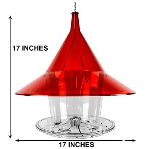 Sky Cafe Squirrel Proof Bird Feeder for Outside - Very Large, 17 in. Diameter, 1.5 Gallon Birdseed Capacity | Made in USA thumbnail 5