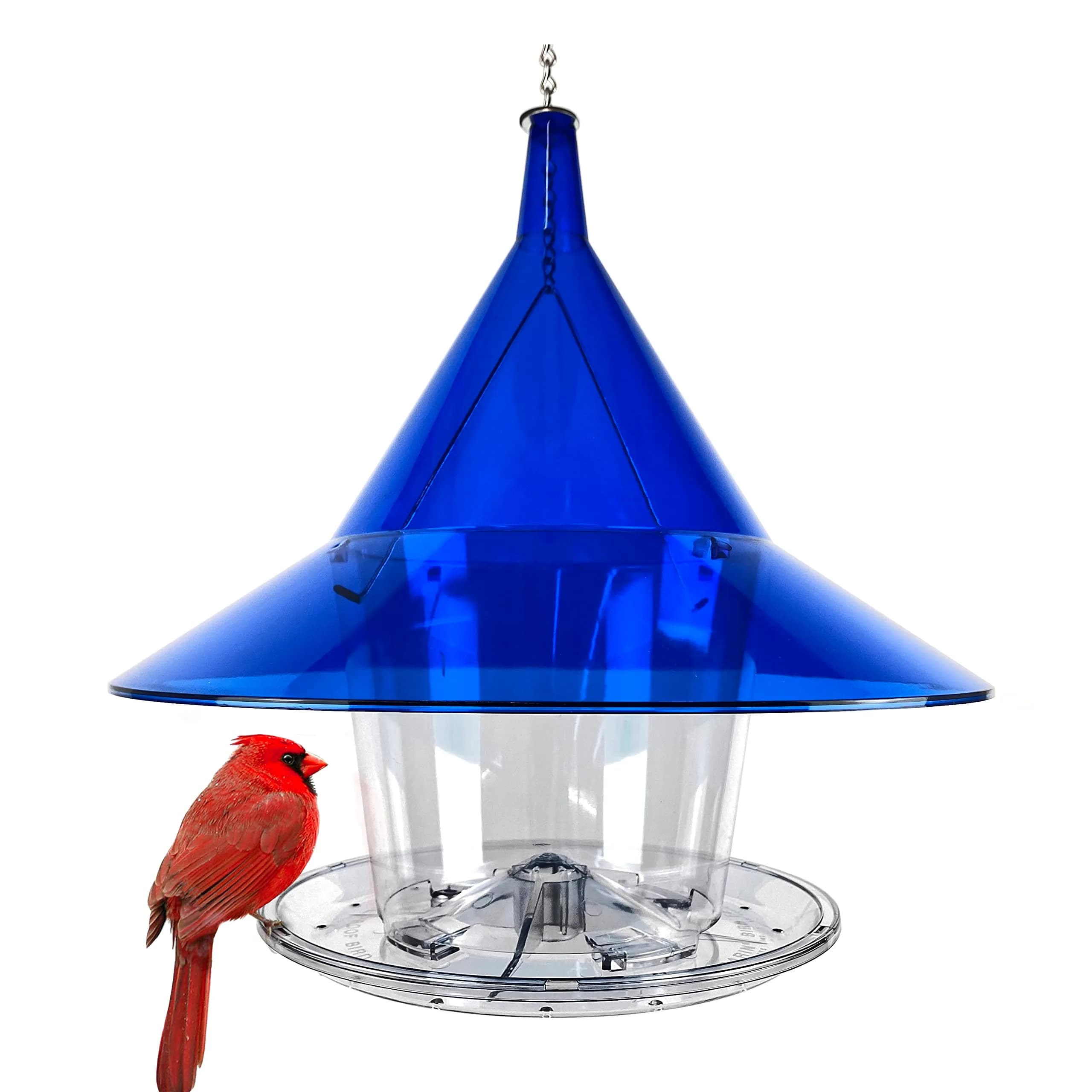 Sky Cafe Squirrel Proof Bird Feeder for Outside | Large, 17 in. Diameter, 1.5 Gallon Capacity, Made in USA — Sapphire Blue