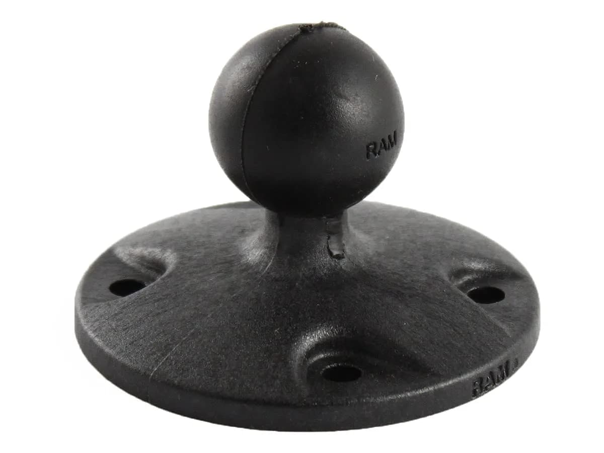RAM MOUNTS Round Plate Ball Base with B Size 1" Ball, 4-Hole AMPS | High-Strength Composite Mount for GPS & Devices - main product image