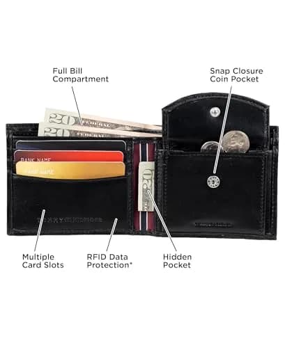 Tommy Hilfiger Genuine Leather Slim Bifold Wallet with Coin Pocket | RFID Blocking thumbnail 5