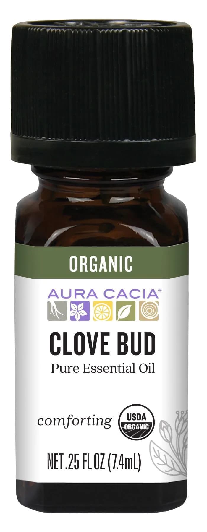 Aura Cacia Organic Clove Bud Essential Oil 7.4 ml | Pure, Certified Organic, GC/MS Tested for Purity