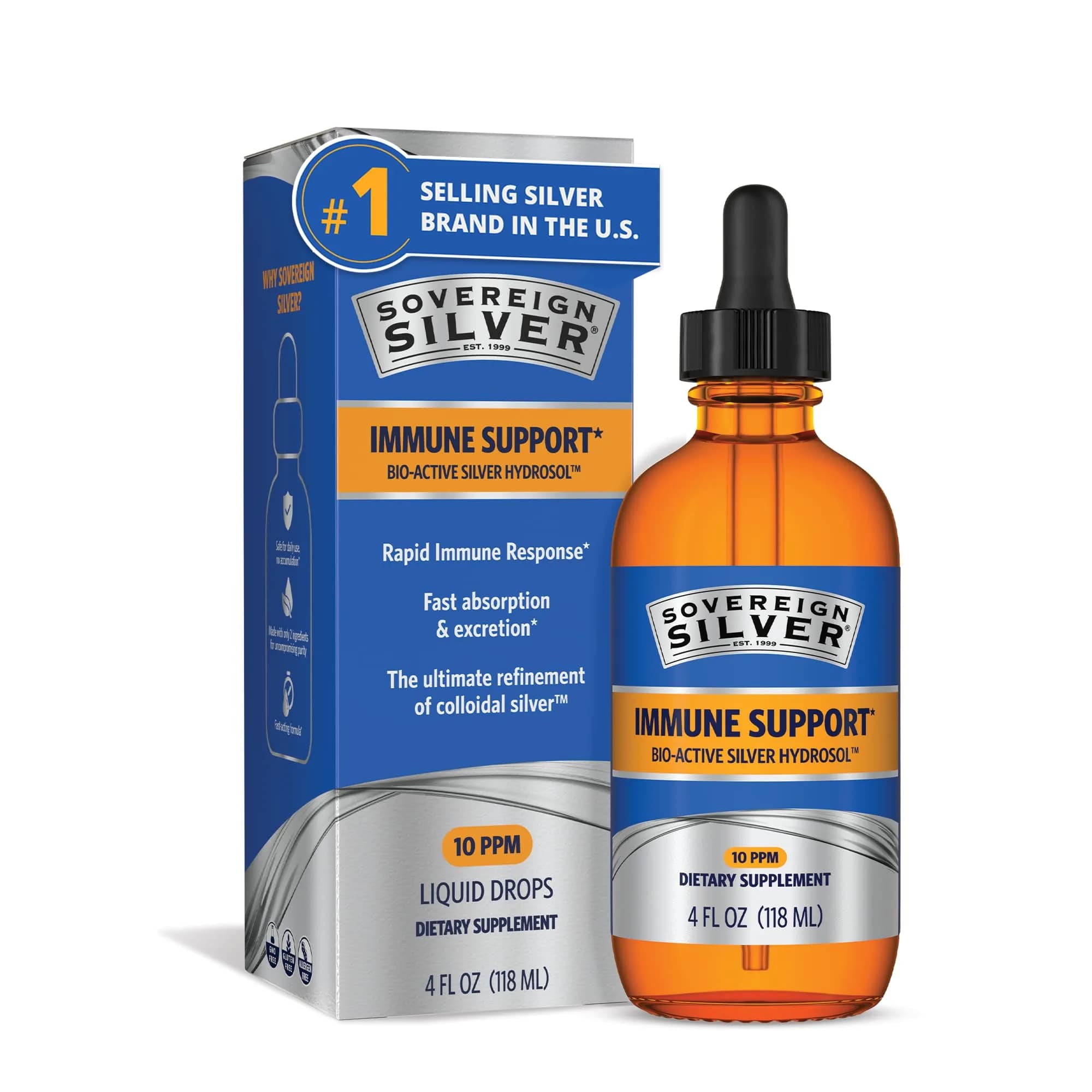Sovereign Silver Kids Immune Support, Colloidal Silver, 4 fl oz (118 mL) | Gentle immune aid for children 4+