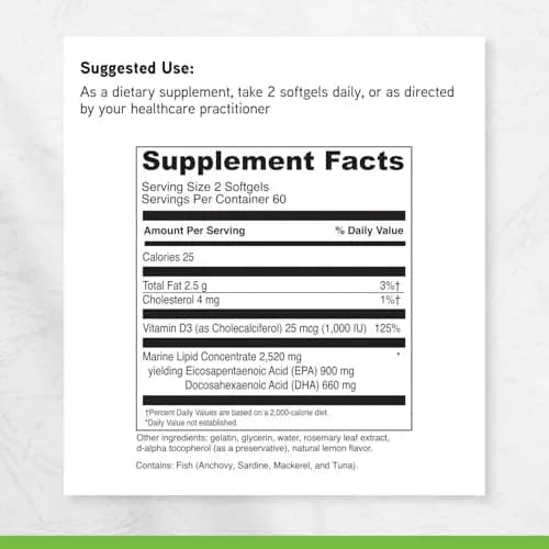 DAVINCI Omega 3 HP-D Softgels 120 Count | Supports Heart, Joints & Skin with Vitamin D3 thumbnail 6