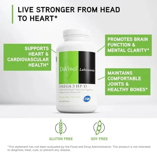 DAVINCI Omega 3 HP-D Softgels 120 Count | Supports Heart, Joints & Skin with Vitamin D3 thumbnail 3