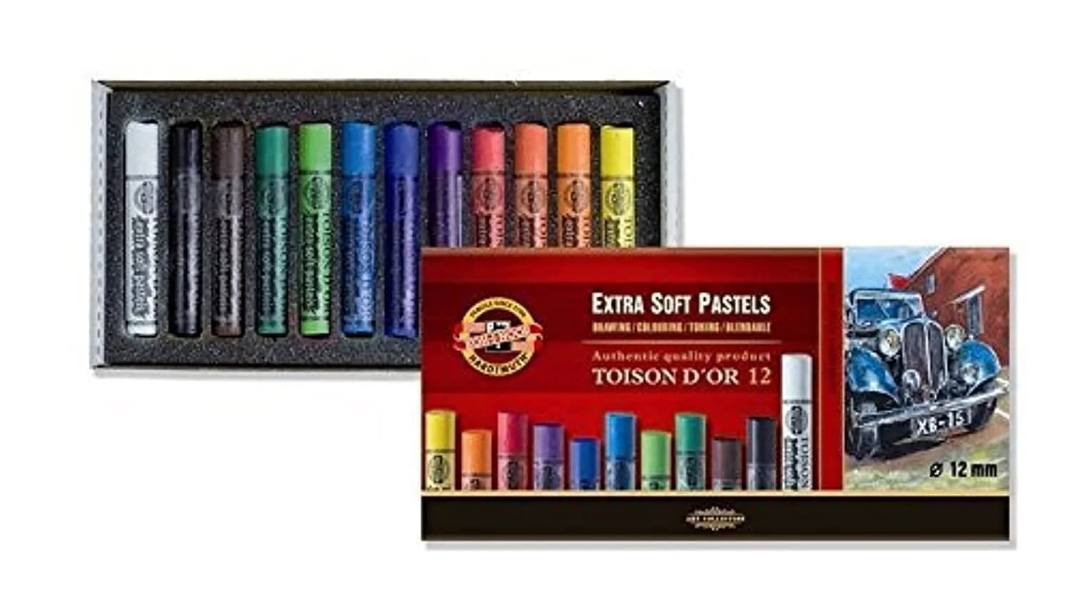 Koh-I-Noor Extra Soft Pastels Set/12 (FA8552) | Assorted Colors Drawing Media — Multi-colour