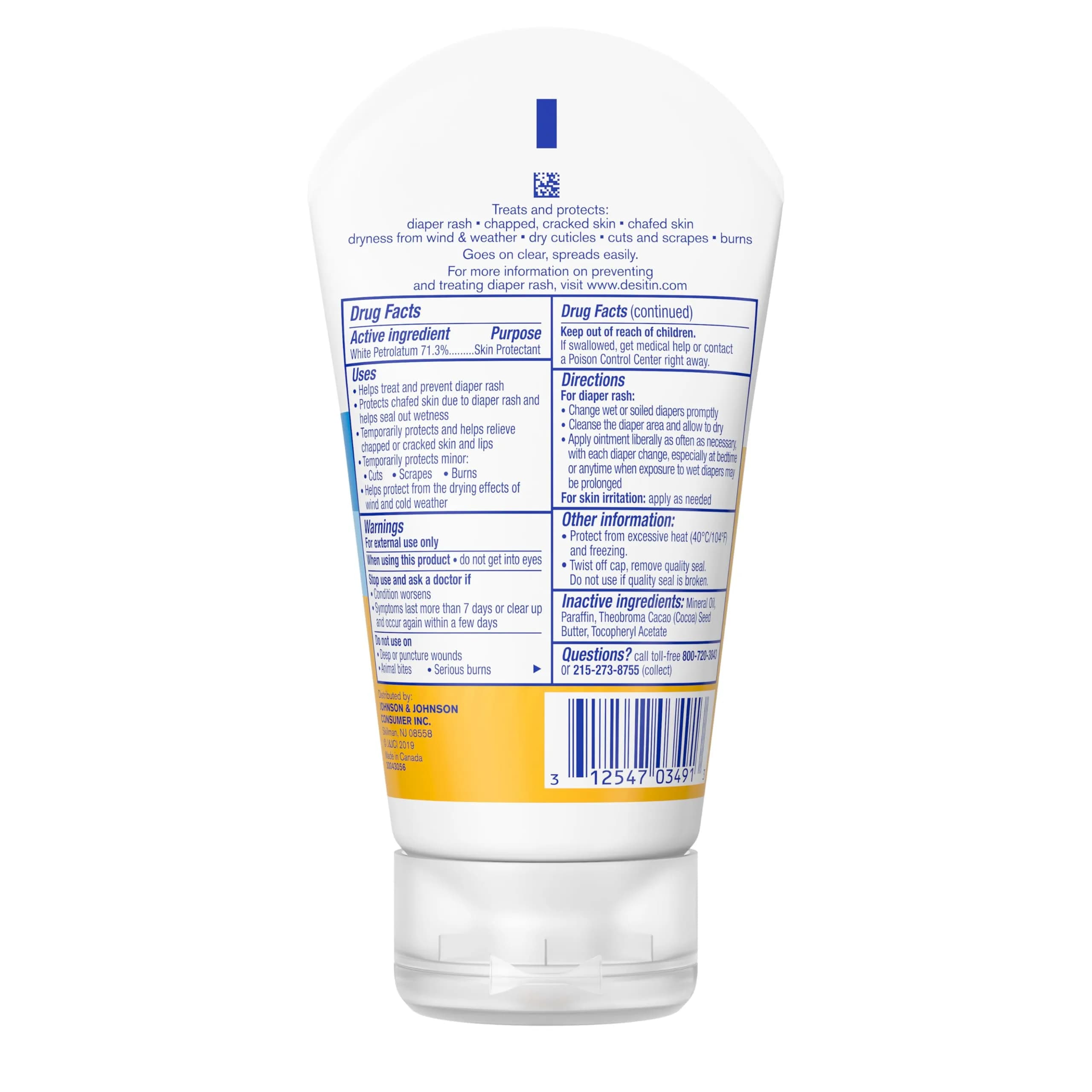 Desitin Multipurpose Healing Ointment 103 ml (3.5 oz) | Skin Protectant for Diaper Rash, Dry Skin, Chafing, Minor Burns - view 7