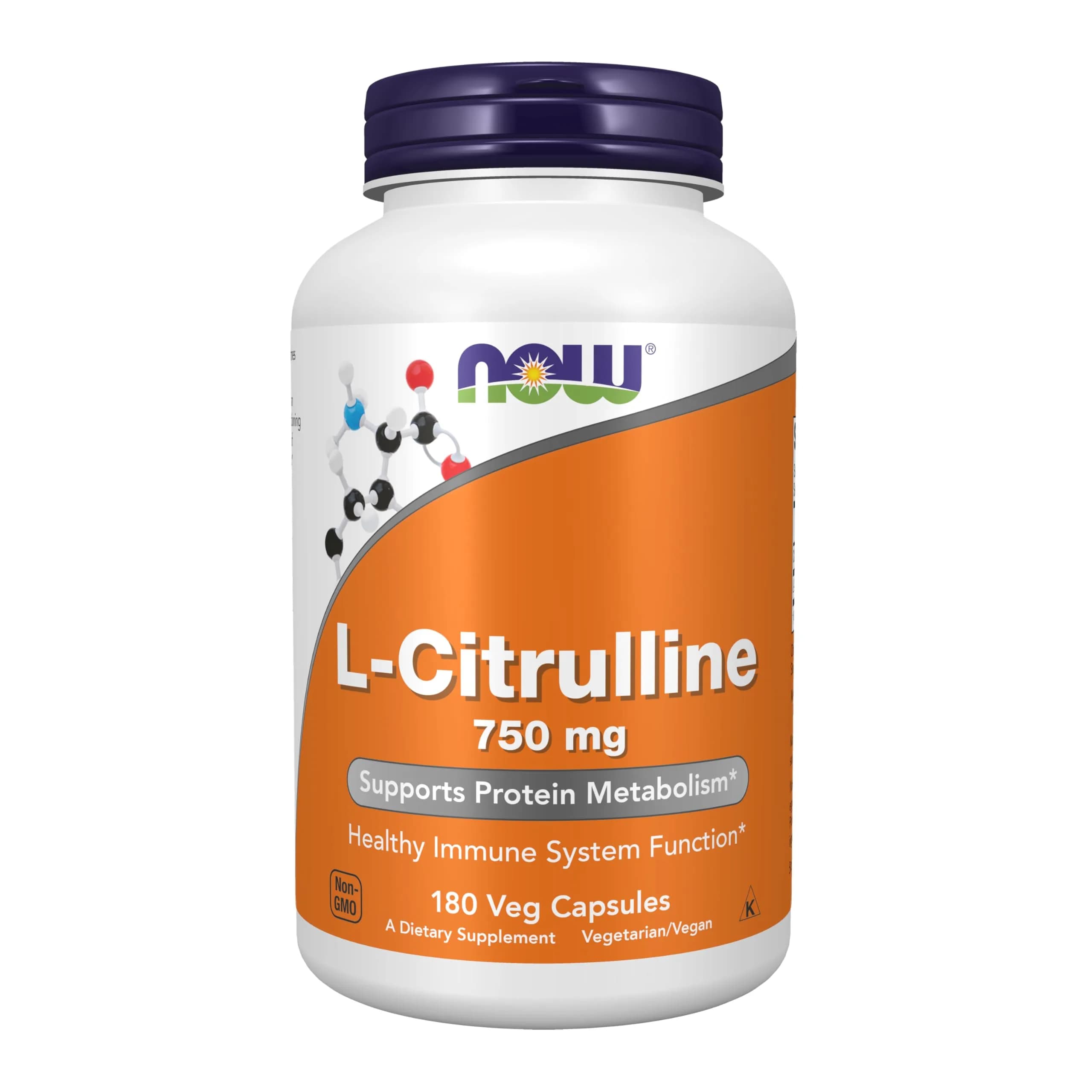 NOW Foods L-Citrulline 750 mg Veg Capsules | Supports Protein Metabolism & Immune Function (180 Count) - main product image