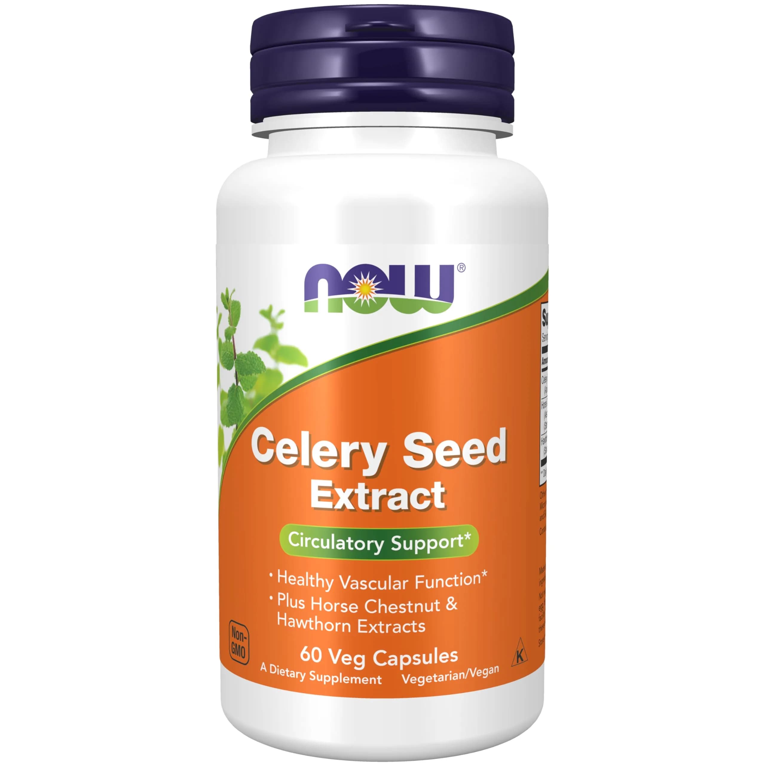 NOW Supplements Celery Seed Extract 60 Veg Capsules | Supports Vascular & Brain Health — Beige/Green/Brown W/Speckles