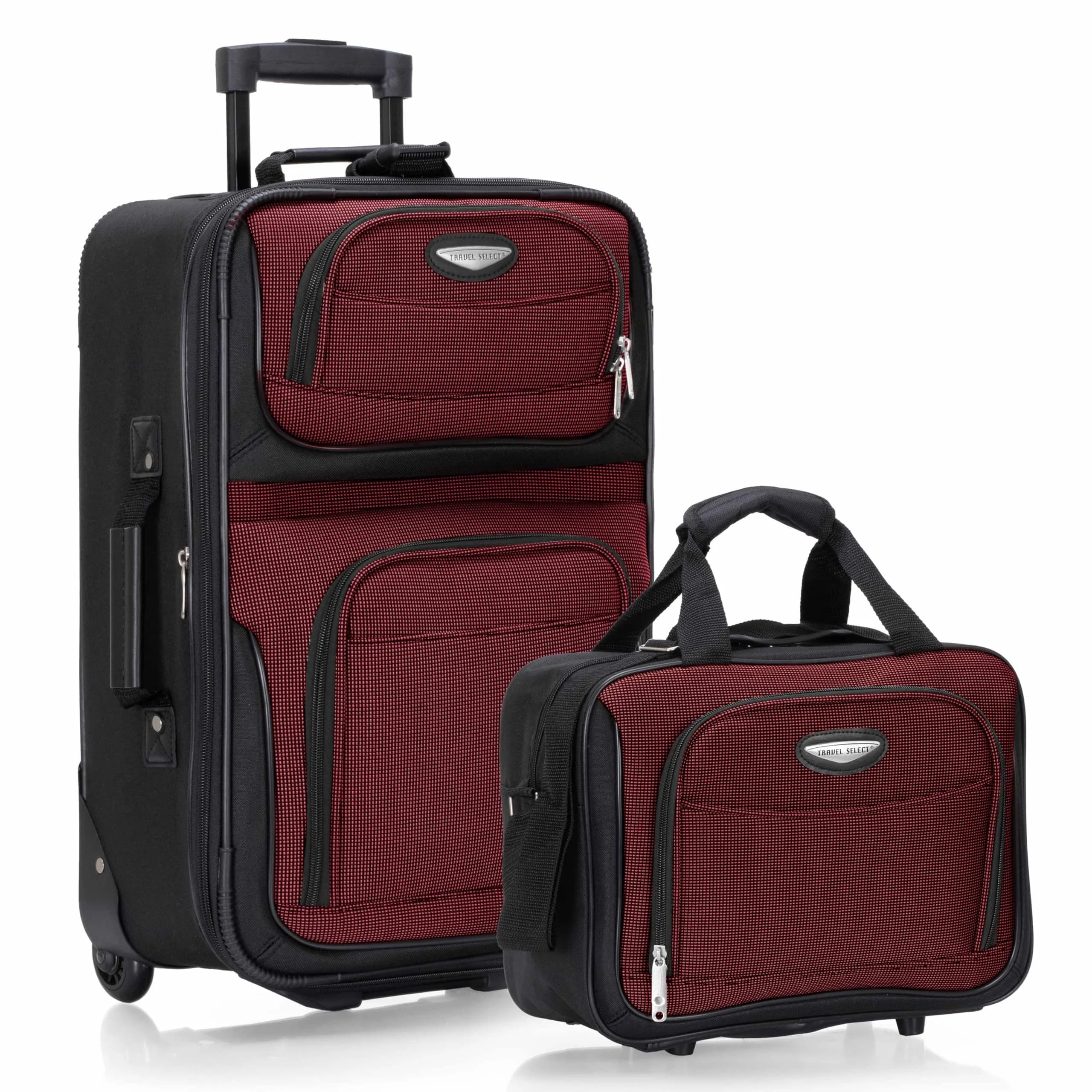 Travel Select Amsterdam Softside Expandable Luggage with Rolling Wheels, Navy, 2-Piece Set (15/21) | Lightweight & Expandable — Red