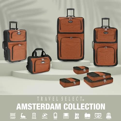 Travel Select Amsterdam Softside Expandable Luggage with Rolling Wheels, Red, 2-Piece Set (15/21) | Durable & Expandable Suitcase thumbnail 2