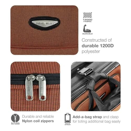 Travel Select Amsterdam Softside Expandable Luggage with Rolling Wheels, Navy, 2-Piece Set (15/21) | Lightweight & Expandable thumbnail 6