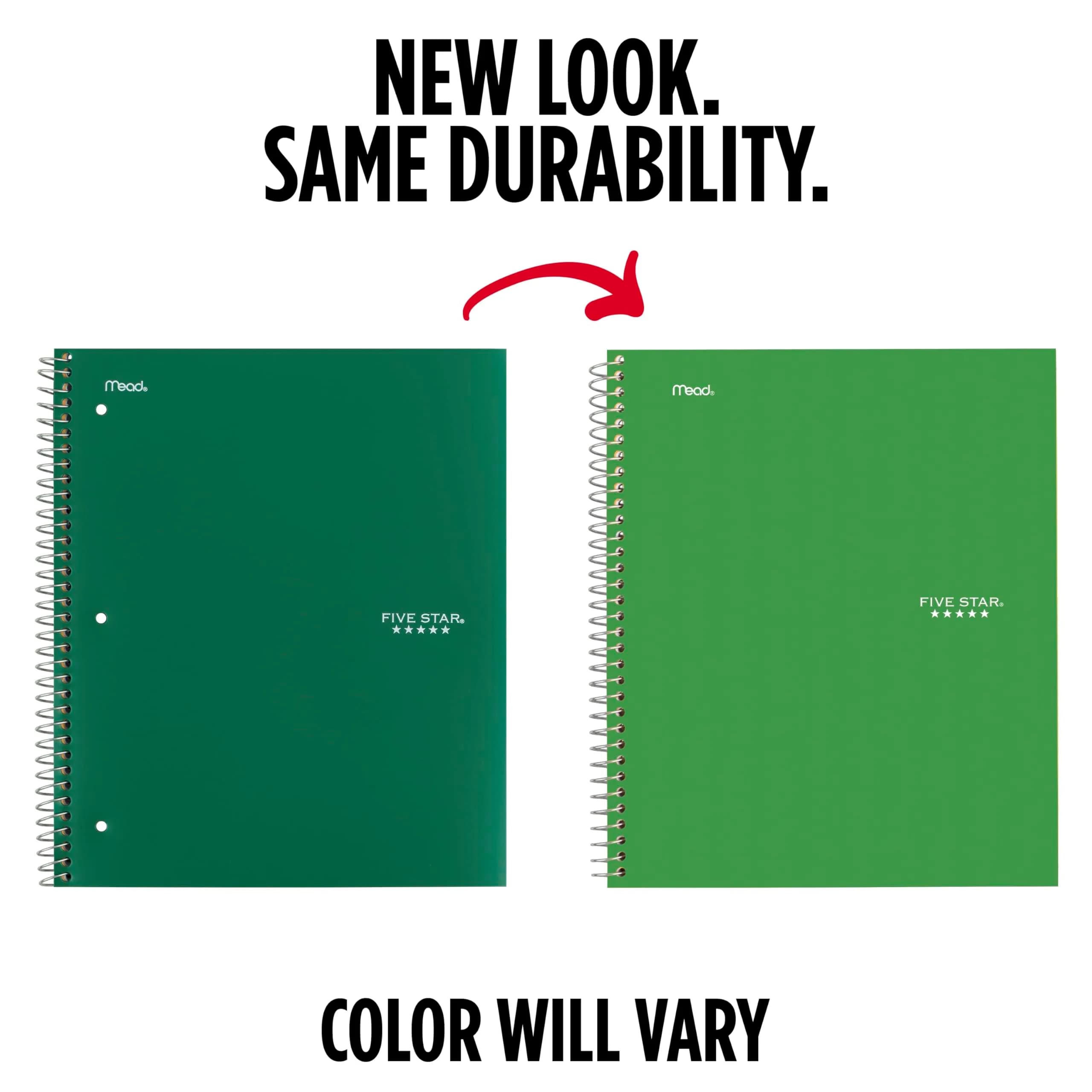 Five Star Spiral Notebook 1 Subject 100 Sheets 8.5" x 11" Forest Green | College Ruled Paper for Students - view 2