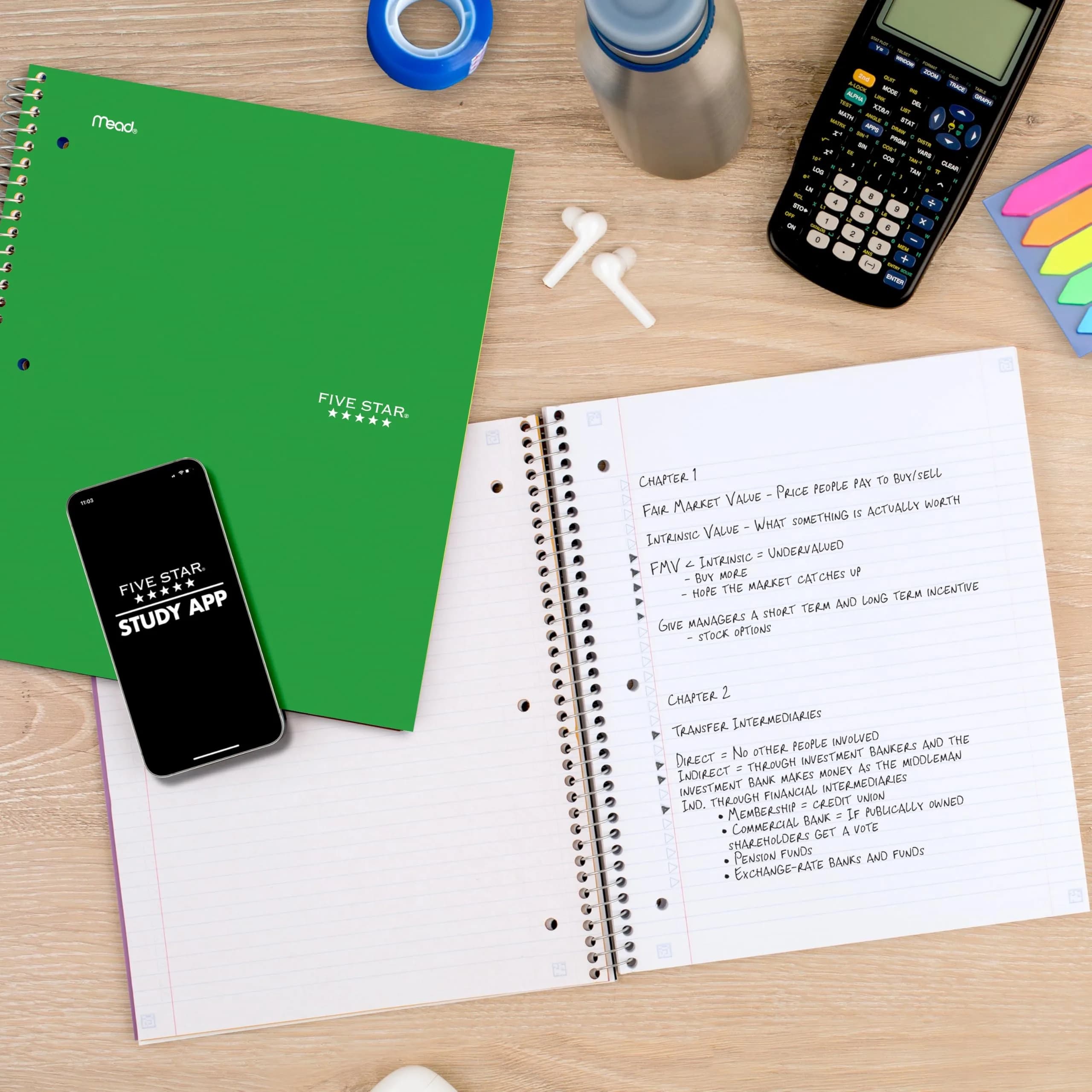Five Star Spiral Notebook 1 Subject 100 Sheets 8.5" x 11" Forest Green | College Ruled Paper for Students - view 4