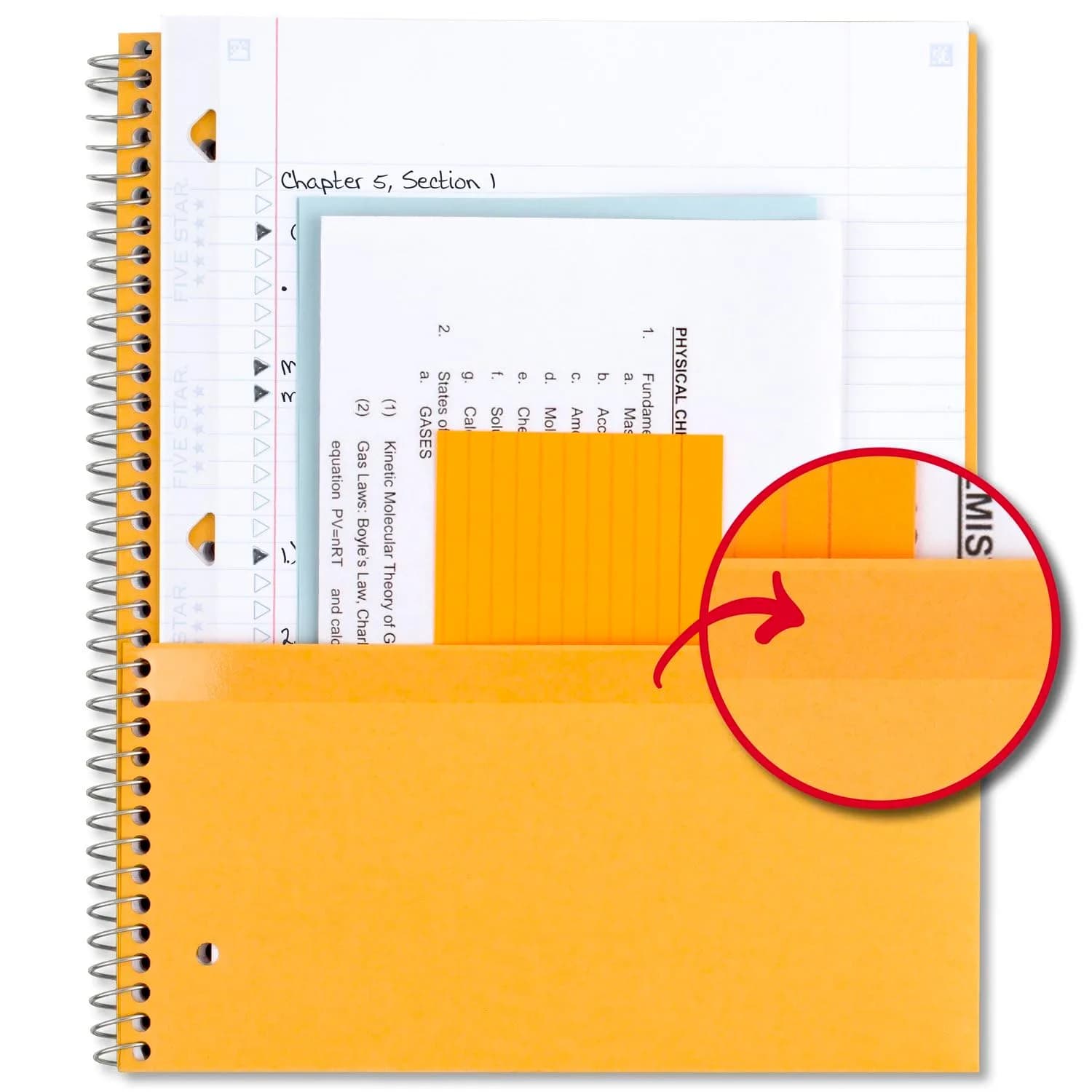 Five Star Spiral Notebook 1 Subject 100 Sheets 8.5" x 11" Fire Red | College Ruled Paper with Study App - view 4