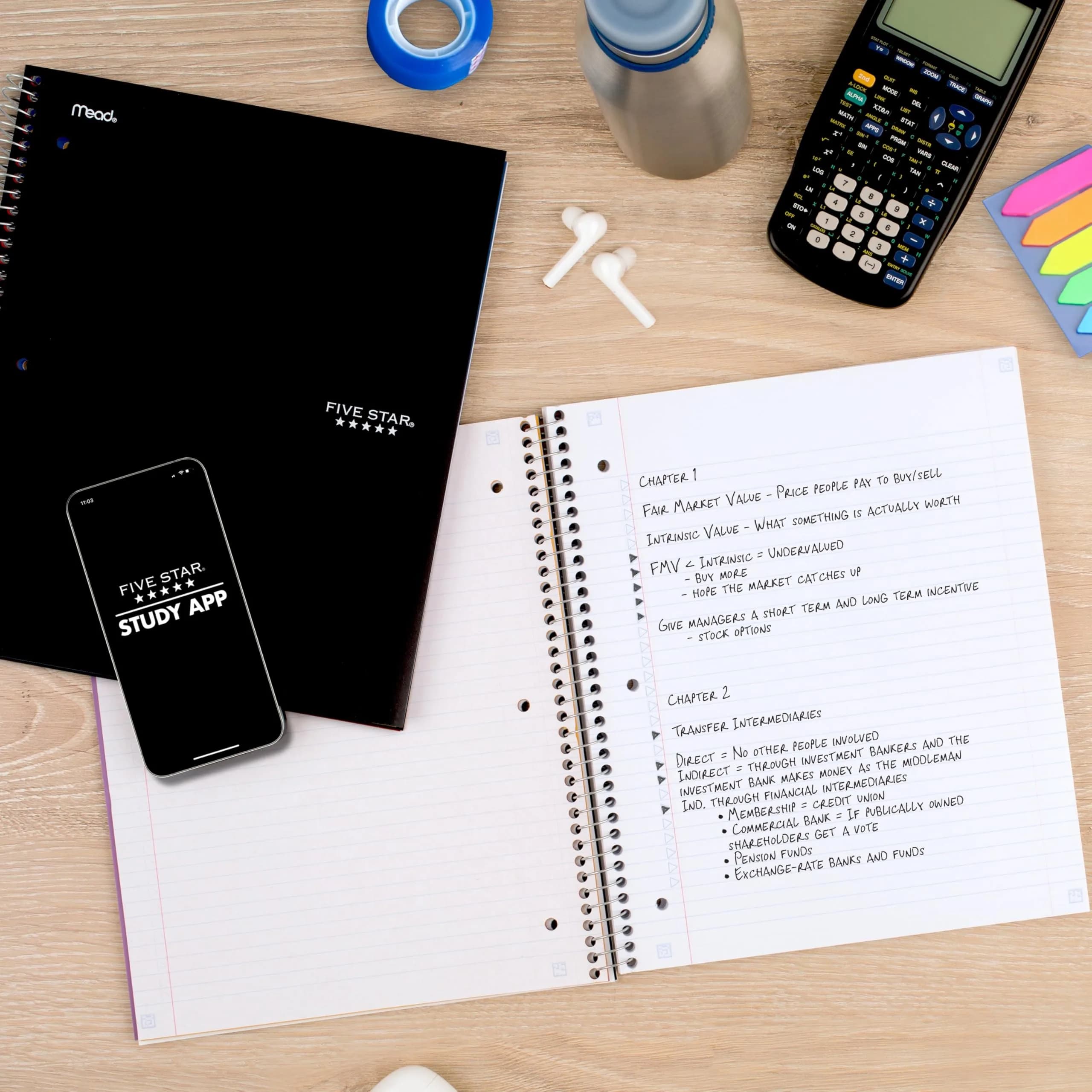 Five Star Spiral Notebook 5 Subject 200 Sheets (8.5" x 11") | Water-Resistant Cover - view 3