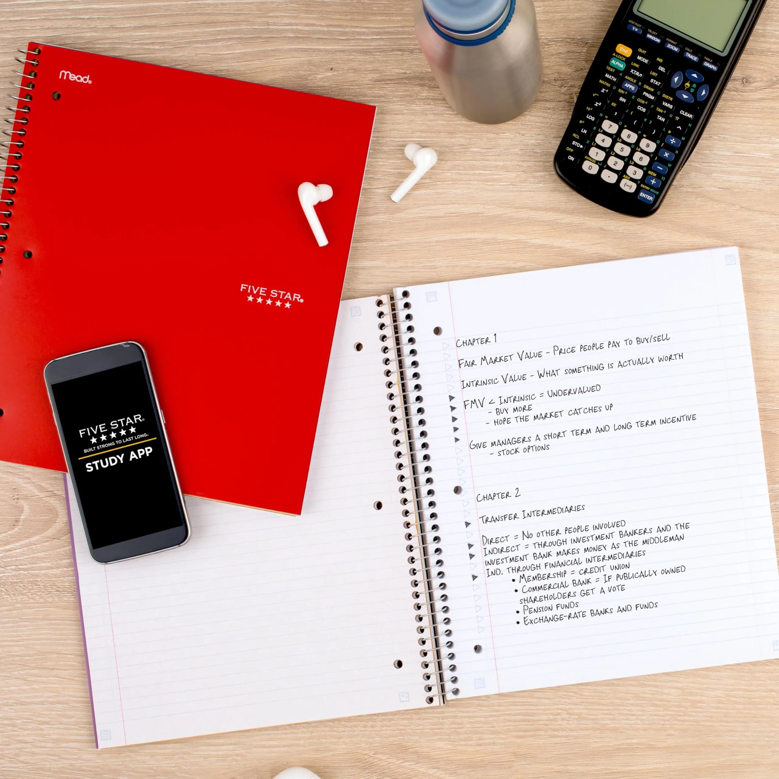 Five Star Spiral Notebook 5 Subject Red 200 Sheets (8.5" x 11") | College Ruled Paper Fights Ink Bleed - view 8