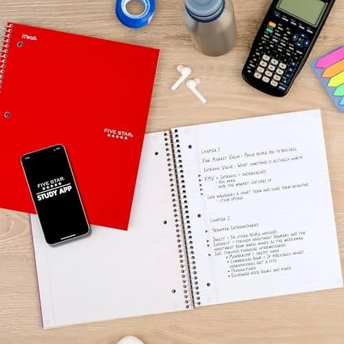 Five Star Spiral Notebook 5 Subject Red 200 Sheets (8.5" x 11") | College Ruled Paper Fights Ink Bleed thumbnail 3