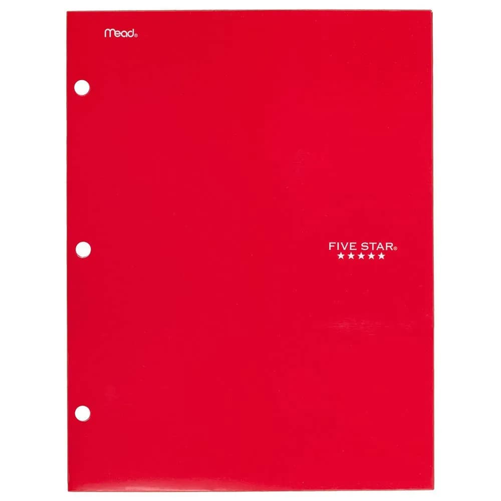 Five Star 4 Pocket Folder Red | Holds Letter Size (8.5" x 11") Sheets | 3-Hole Punched for Binders - main product image